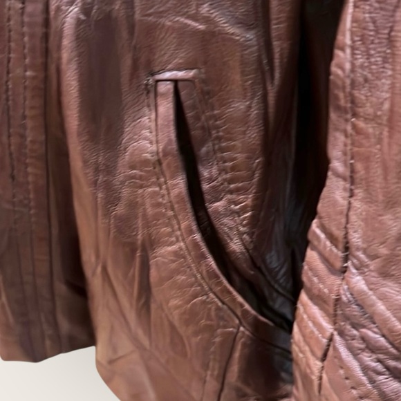 Vintage Bagatelle Brown lightweight leather moto jacket, size 8 - Picture 6 of 12